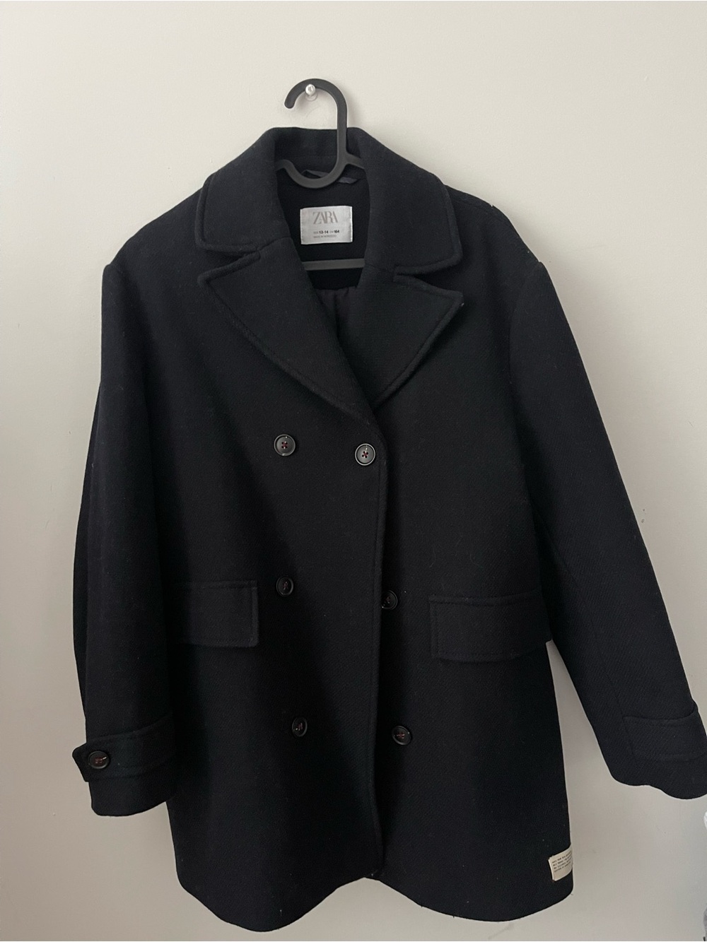 Zara kids Navy wool blend Double-Breasted Pea Coat